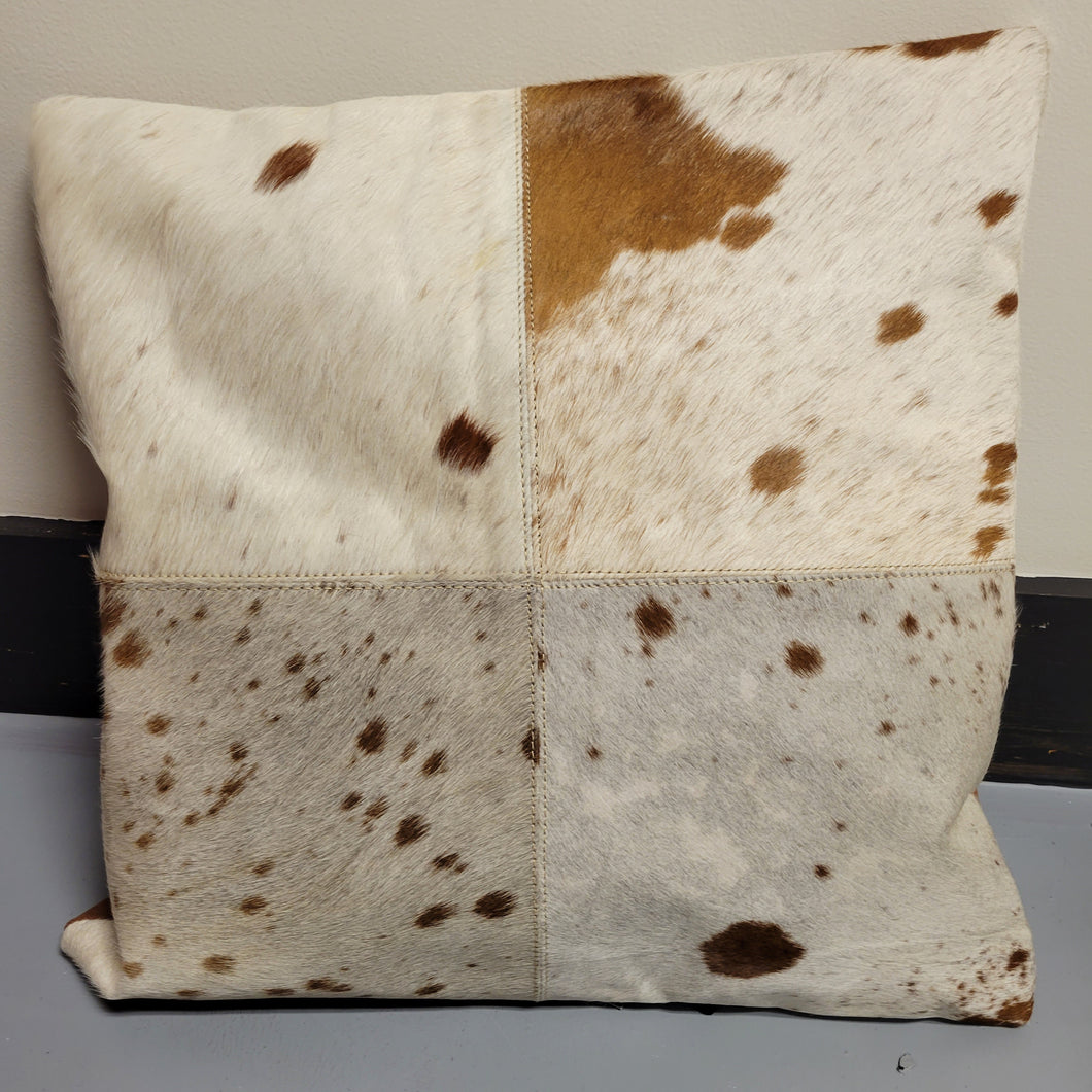 Brown Patch Cowhide Pillow