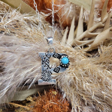 Load image into Gallery viewer, Stamped Inital Stone Necklace
