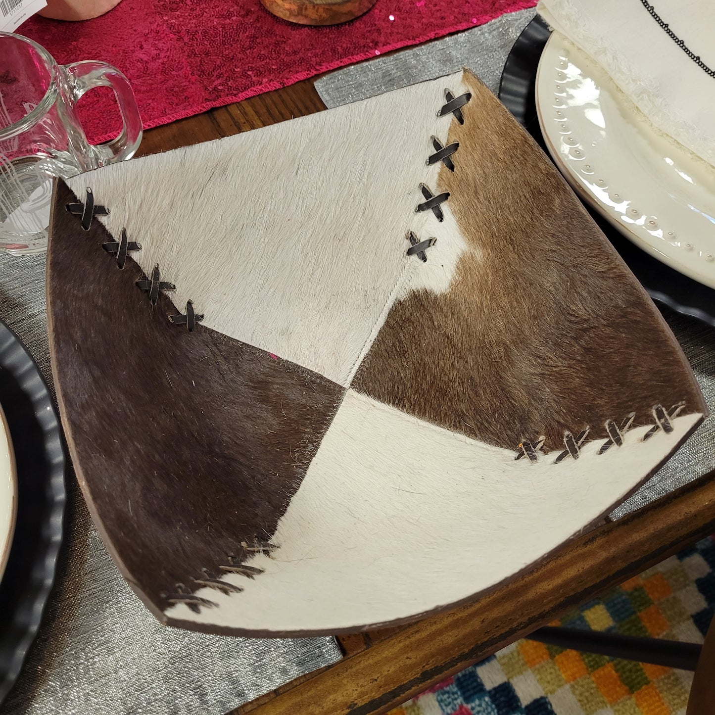 Cowhide Catch-All Tray